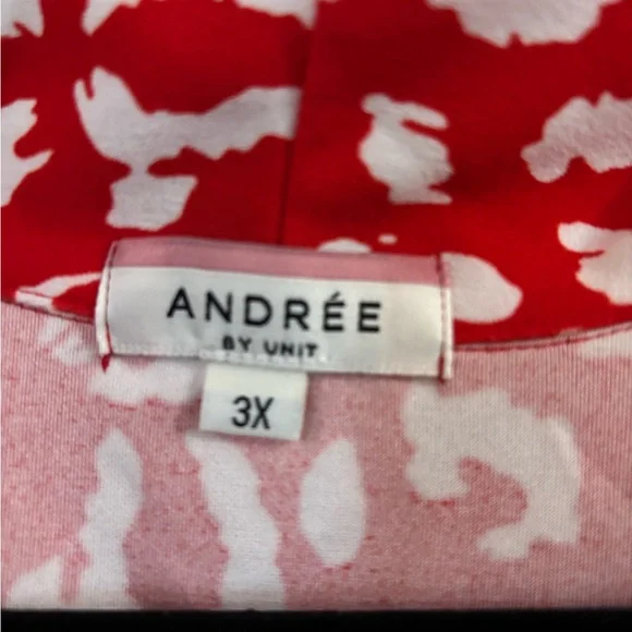 ANDREE BY UNIT Red and White Patterned Cardigan size 3 x - Picture 3 of 6